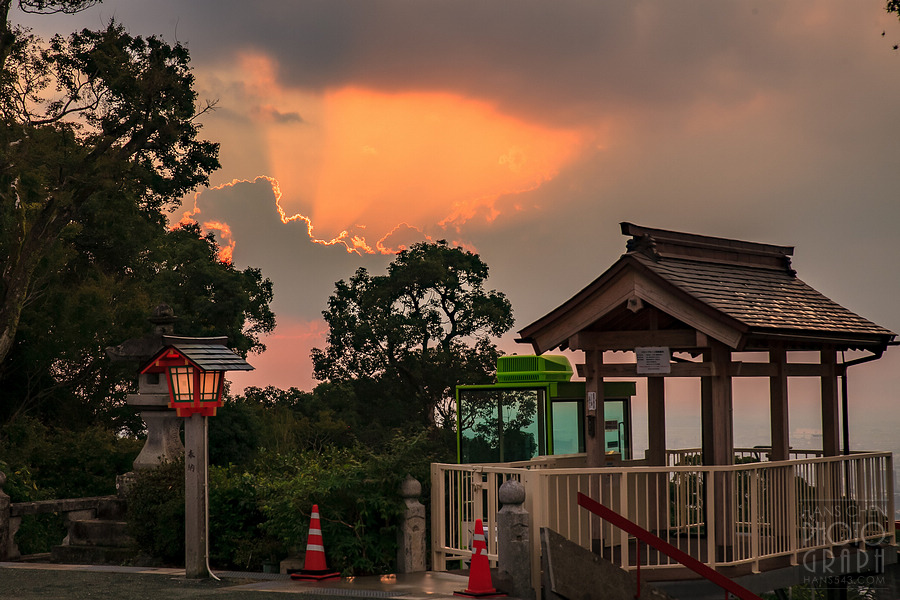 久留米高良大社夕照夜景