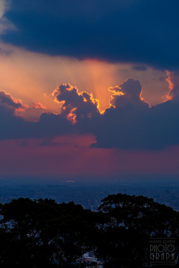 久留米高良大社夕照夜景
