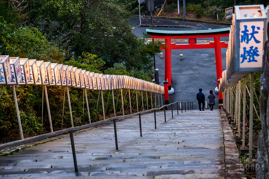 久留米高良大社夕照夜景