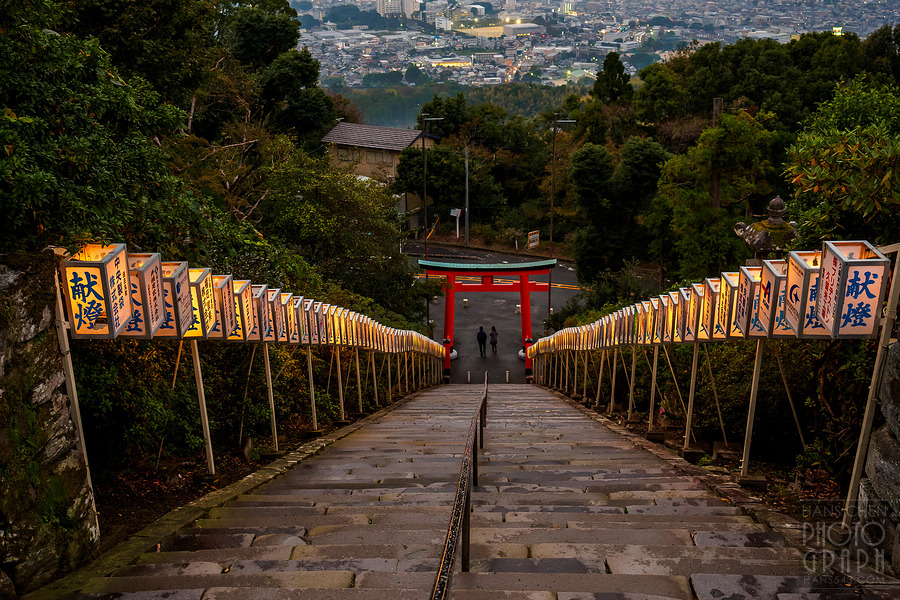 久留米高良大社夕照夜景