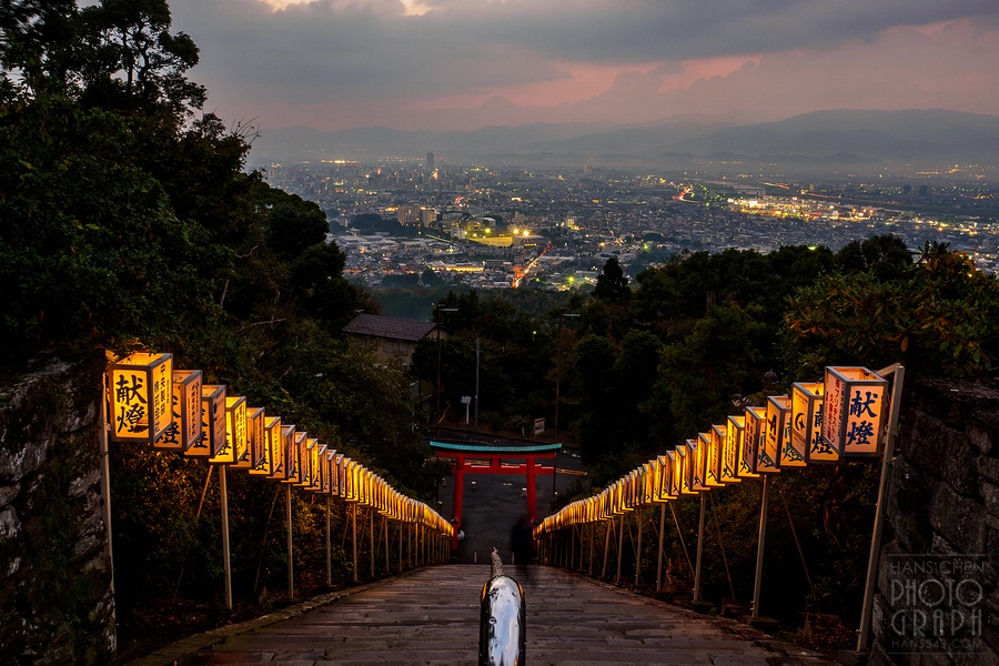 久留米高良大社夕照夜景