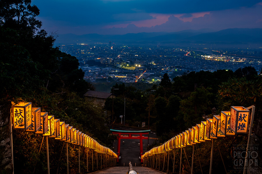 久留米高良大社夕照夜景