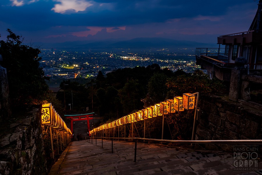 久留米高良大社夕照夜景