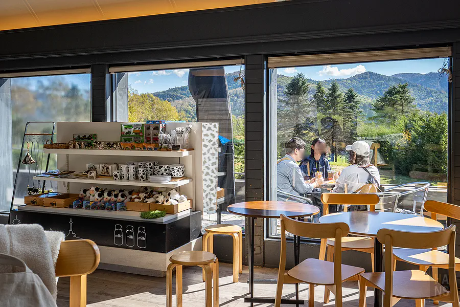 從Farm Designs咖啡廳窗邊座位看出去的農場風景