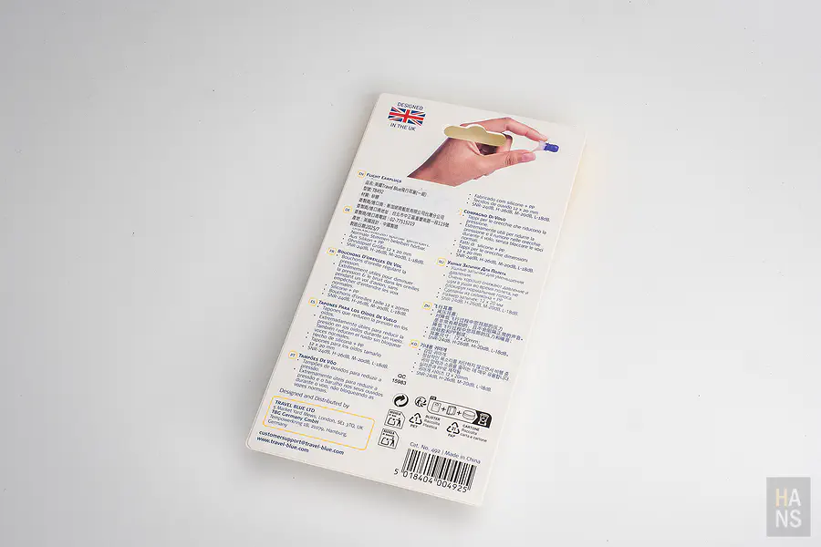 Travel Blue 飛行耳塞 包裝背面