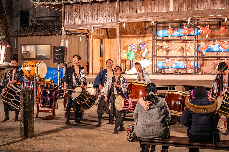 嬉野暖呼呼祭豐玉姬神社前不知火太鼓表演