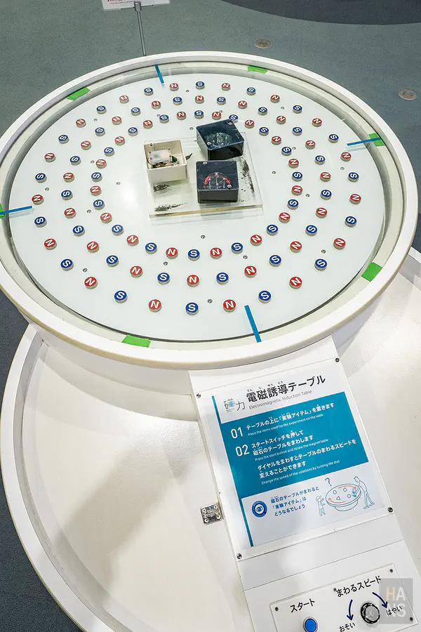 展示電磁誘導原理的磁力轉盤互動遊戲桌