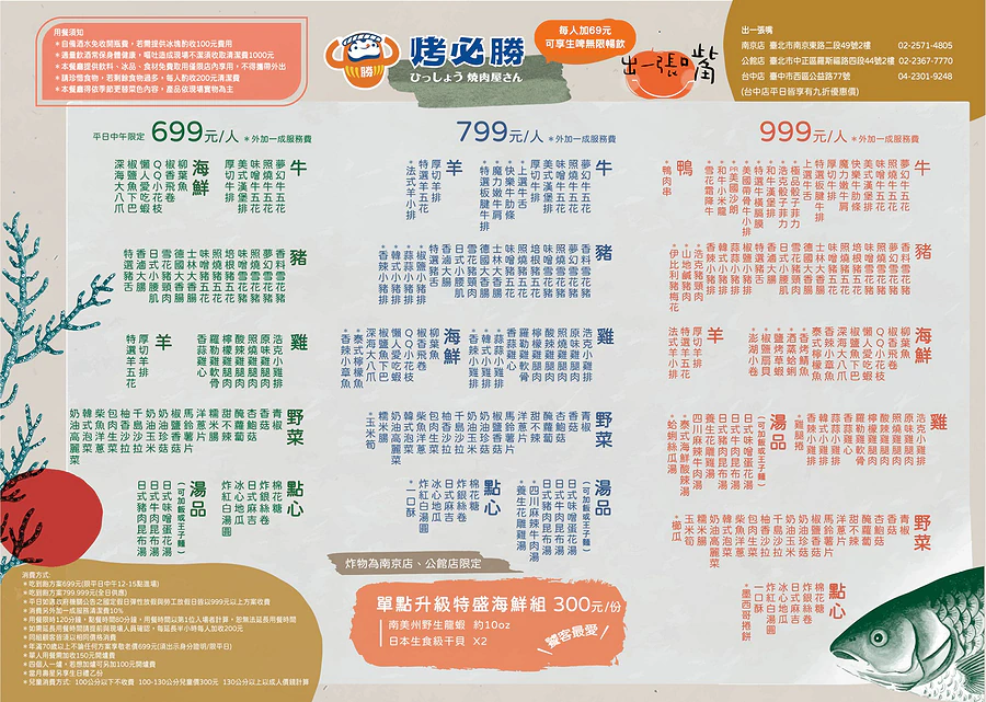 烤必勝日式燒肉菜單